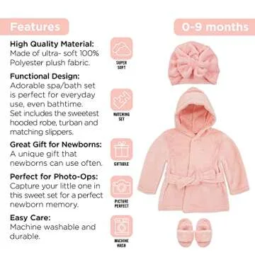 Rising Star Pink Bathrobe Spa Set for Newborn Girls