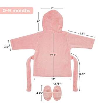 Rising Star Pink Bathrobe Spa Set, Robe, Slippers & Cap - Newborn Baby Girls