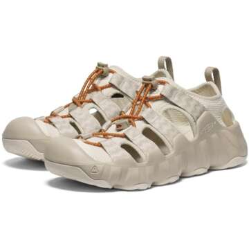 KEEN Women's Hyperport H2 Breathable Easy On Comfortable Hiking and Water Sandals, Birch/Plaza Taupe, 9.5