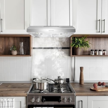 Range hood 30 Inch Under Cabinet,450 CFM Ducted/Ductless Vent Hood for Kitchen With Bright Light, Quiet Operation and 3 Speed Exhaust Fan