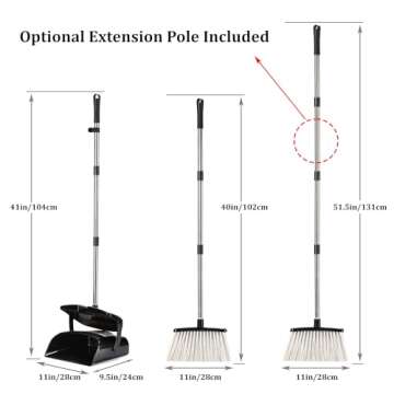 Broom and Dustpan Set for Home with Lid Indoor Upright Dustpan Broom and Dustpan Set Combo Dust Pan with Long Handle Apartment Household Essentials for New Home Angle Broom Sweeping Office Kitchen