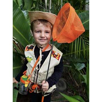 Kidz@Play Bug Hunting Kit, Vest, Hat, Binoculars, Lg. Net, Bug Container, Whistle, Flashlight, Magnifier, Thermostat, Compass, Tweezers