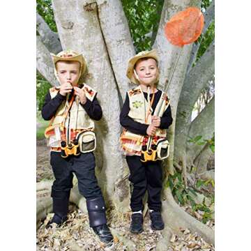 Kidz@Play Bug Hunting Kit, Vest, Hat, Binoculars, Lg. Net, Bug Container, Whistle, Flashlight, Magnifier, Thermostat, Compass, Tweezers