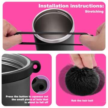 Mity rain Cup Accessories for Stanley Cup 30oz 40oz Tumbler with Handle, Including Water Bottle Handle Strap, Chapstick Holder, Boot, Keychain Charms, Straw Topper Cover Cap for Stanley (Black)