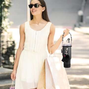 Mity rain Cup Accessories for Stanley Cup 30oz 40oz Tumbler with Handle, Including Water Bottle Handle Strap, Chapstick Holder, Boot, Keychain Charms, Straw Topper Cover Cap for Stanley (Black)