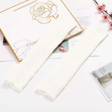 CHUNG Women Juniors Knitted Leg Warmers 16" Neon Party Dance Sports Fitness Accessory Pack of 1/2/3 (Length -16 inch, 1 pair-Off White)