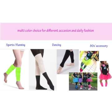 CHUNG Women Juniors Knitted Leg Warmers 16" Neon Party Dance Sports Fitness Accessory Pack of 1/2/3 (Length -16 inch, 1 pair-Off White)