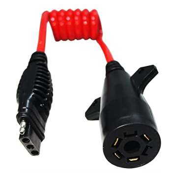 MaxxHaul 70086 7-Way Round to 4-Way Flat Trailer Plug Adaptor with 18 Inch Flexible Cable Which Exte...