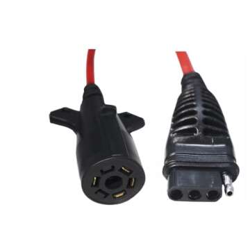 MaxxHaul 70086 7-Way Round to 4-Way Flat Trailer Plug Adaptor with 18 Inch Flexible Cable Which Extends To 36 Inches , Red