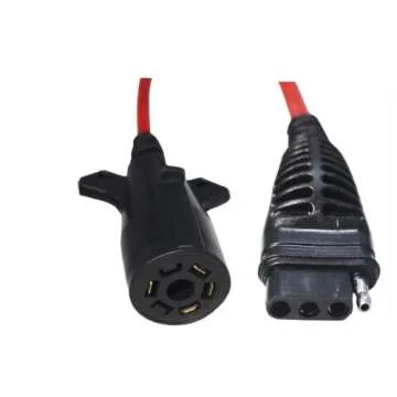 MaxxHaul 70086 7-Way Round to 4-Way Flat Trailer Plug Adaptor with 18 Inch Flexible Cable Which Extends To 36 Inches , Red