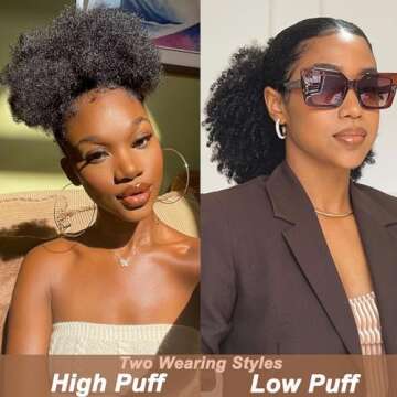Afro Puff Drawstring Ponytail Human Hair Bun For Black Women 150% Density 10A Brazilian Virgin Human Hair Afro Kinky Curly Clip In Ponytail Extension Human Hair Pieces 150g Natural Color 20inch