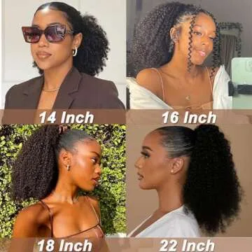 Afro Puff Drawstring Ponytail Human Hair Bun For Black Women 150% Density 10A Brazilian Virgin Human Hair Afro Kinky Curly Clip In Ponytail Extension Human Hair Pieces 150g Natural Color 20inch
