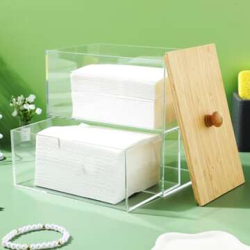 Dryer Sheet Holder Dispenser,Acrylic Dryer Sheet Container Box with Drawers and Lid for Laundry Room...