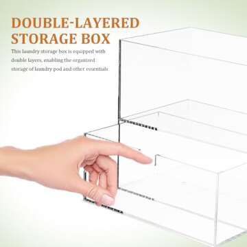 Dryer Sheet Holder Dispenser,Acrylic Dryer Sheet Container Box with Drawers and Lid for Laundry Room Organization, Storage Dryer and Fabric Sheet, Dryer Balls, Clothes Pins