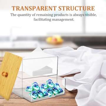 Dryer Sheet Holder Dispenser,Acrylic Dryer Sheet Container Box with Drawers and Lid for Laundry Room Organization, Storage Dryer and Fabric Sheet, Dryer Balls, Clothes Pins