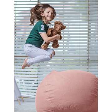 Wekapo Stuffed Animal Storage Bean Bag Chair Cover for Kids | Stuffable Zipper Beanbag for Organizin...