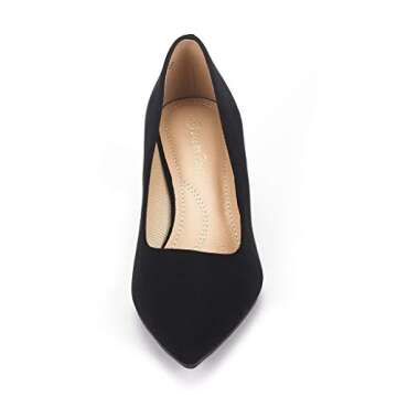 DREAM PAIRS Women's Moda Black Suede Low Heel D'Orsay Pointed Toe Pump Shoes