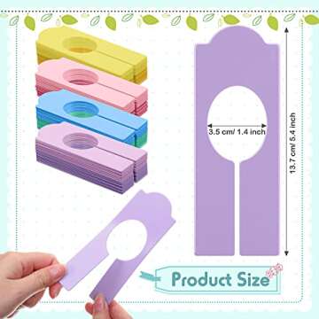 Sintuff 64 Pcs Hanging Closet Size Dividers Clothing Rack Dividers Rectangular Reusable Closet Separators for Clothing Racks Retail (Multicolor)