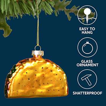 Joiedomi Christmas Glass Blown Ornament Taco and Burrito Set Handcrafted Christmas Tree Decoration Christmas Party