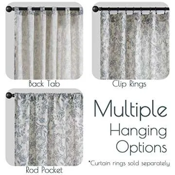 Lazzzy Blue Floral Linen Curtains - Vintage Style Drapes