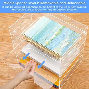 MaxGear 5-Tier Acrylic Paper Tray, Clear Desk Organizer, Stackable File Trays for Office, Acrylic Letter Tray, Paper Organizer for Desk, Office Accessories