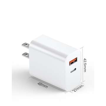 USB C Wall Charger Block 20W Dual Port PD Power Adapter Jump Starter Fast Charging Block Compatible with iPhone 14/14 Pro/14 Pro Max/14 Plus/13/12/11, XS/X, iPad, Samsung Galaxy