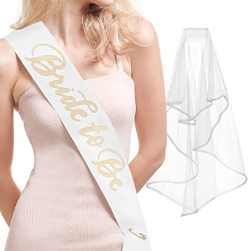 xo, Fetti Bachelorette Party Sash + Veil - Bride To Be | Elegant Bridal Accessories