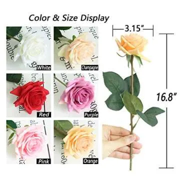 JOEJISN Real Touch Artificial Roses for Weddings and Home Decor