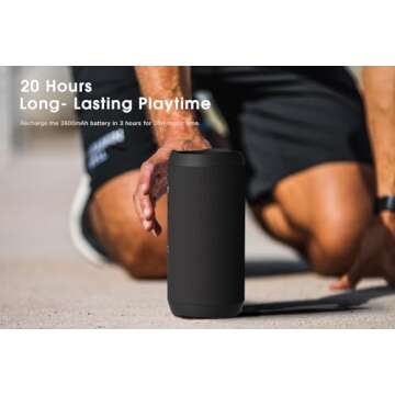 EDUPLINK Portable Bluetooth Speaker, IPX7 Waterproof, TWS Pairing, Built-in Mic, Long Playtime, Wireless Stereo for Home & Travel - Black