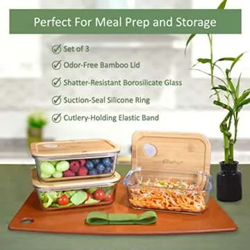 EcoPreps Glass Meal Prep Containers with Bamboo Lids