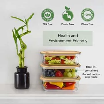 EcoPreps Glass Meal Prep Containers with Bamboo Lids