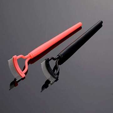 2 Pcs Eyelash Comb 17IF Makeup Mascara Separator Metal Teeth eyelashes Definer with Comb Cover for Women Mascara applicator Brushes Tool