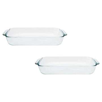 Pyrex Basics 2 Quart Glass Oblong Baking Dish, Clear 7 x 11 inch (Pack of 2)