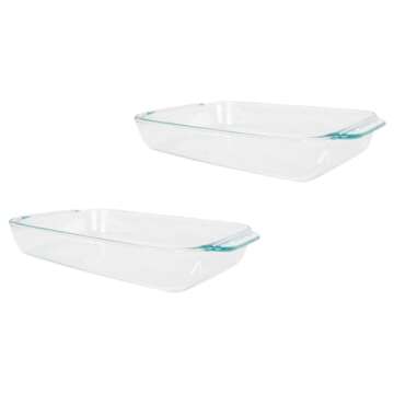 Pyrex Basics 2 Quart Glass Oblong Baking Dish, Clear 7 x 11 inch (Pack of 2)