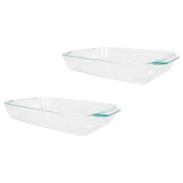 Pyrex Basics 2 Quart Glass Oblong Baking Dish, Clear 7 x 11 inch (Pack of 2)
