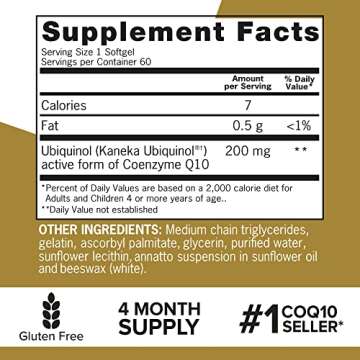 Qunol Ubiquinol CoQ10 200mg Softgels, Ubiquinol 200mg - Active Form of Coenzyme Q10, Antioxidant for Heart Health - 60 Count (Pack of 2)