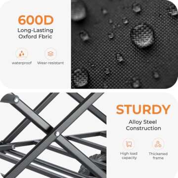 Collapsible Wagon 220 lbs, Heavy Duty Wagons Carts Foldable, Portable Wagon for Groceries, Beach Cart with All-Terrain Wheels & Drink Holders, Wagon Cart for Shopping, Sports, Outdoor Camping, Black