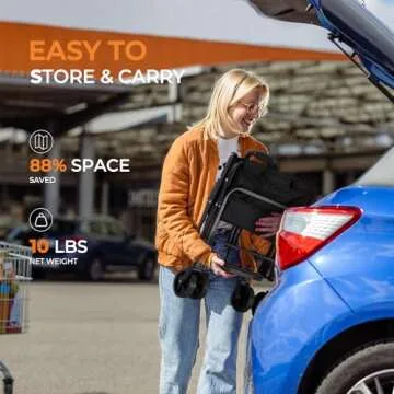 Collapsible Wagon 220 lbs, Heavy Duty Wagons Carts Foldable, Portable Wagon for Groceries, Beach Cart with All-Terrain Wheels & Drink Holders, Wagon Cart for Shopping, Sports, Outdoor Camping, Black