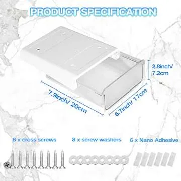 OSPNIEEK Self-adhesive Under Desk Drawer Organizer, 2 Pack Table Hidden Slide Out Large Storage Mounted Desktop Pencil Holder Tray Drawers for Office Home School Stationery Kitchen (White)