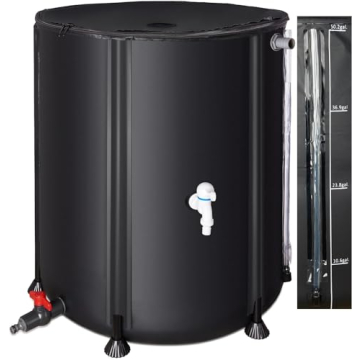 FAMIROSA 53 Gallon Collapsible Rain Barrel - Eco-Friendly Water Collection Solution