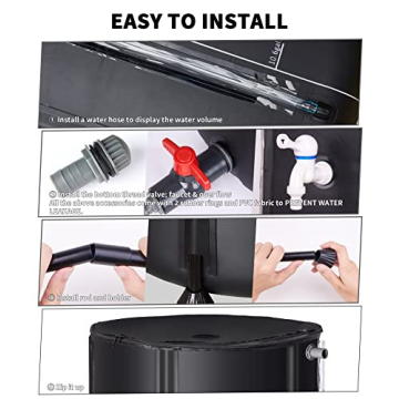 FAMIROSA 53 Gallon Collapsible Rain Barrel Eco Water Collection