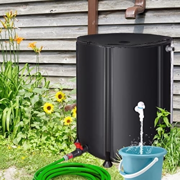 FAMIROSA 53 Gallon Collapsible Rain Barrel Eco Water Collection