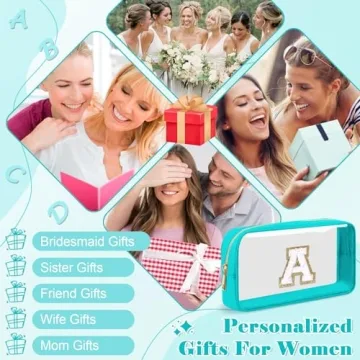 Personalized Chenille Letter Makeup Bag for Women & Girls