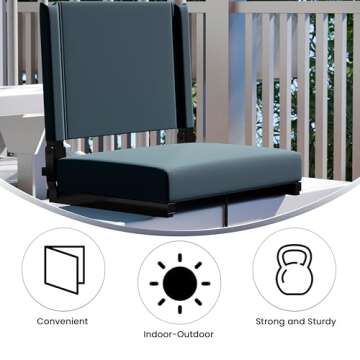 Flash Furniture Grandstand Portable Stadium Seat for Bleachers or Benches, Folding Padded Stadium Chair with Carrying Handle, 500 lb. Weight Capacity, Dark Blue