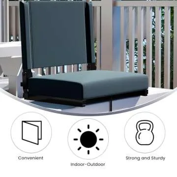 Flash Furniture Grandstand Portable Stadium Seat for Bleachers or Benches, Folding Padded Stadium Chair with Carrying Handle, 500 lb. Weight Capacity, Dark Blue