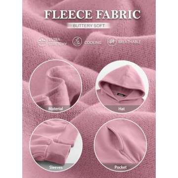 Trendy Queen Womens Oversized Hoodies Fleece Sweatshirts Long Sleeve Sweaters Pullover Fall Outfits Winter Clothes Pale Pink L