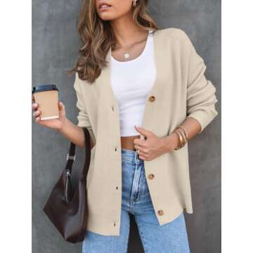 LILLUSORY Women Oversized Cardigan Sweater 2025 Fall Outfits Cloth Fashion V Neck Knit Button Front ...