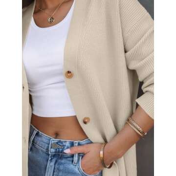 LILLUSORY Women Oversized Cardigan Sweater 2025 Fall Outfits Cloth Fashion V Neck Knit Button Front Casual Trendy Tops Apricot Large