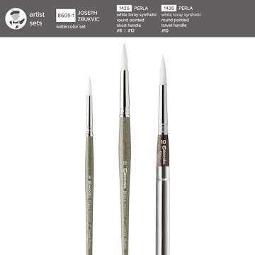 Escoda Watercolor Brush Set by Joseph Zbukvic, Size 8, 10, 12
