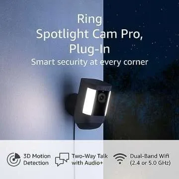 Ring Spotlight Cam Pro, Plug-In | 3D Motion Detection, Two-Way Talk with Audio+, and Dual-Band Wifi (2022 release) - Black